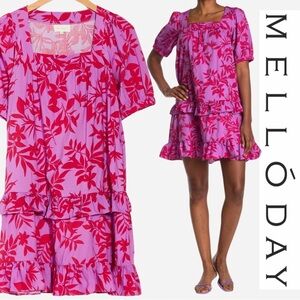 NWOT MELLODAY Shift Dress | Floral | Tiered | Ruffle | Babydoll | Small